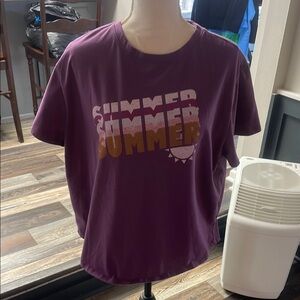 Purple Graphic Tee with Summer Print